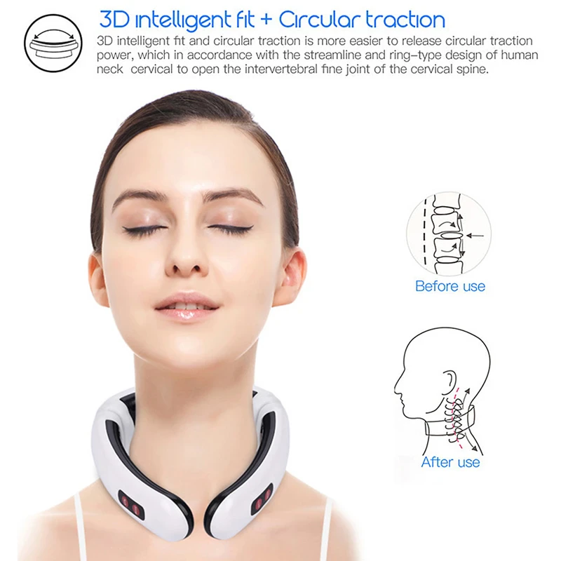 Electric Neck Massager - Cervical Pulse Muscle Relaxation with Magnetic Therapy - Shopiville