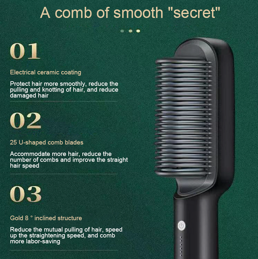 Hair Straightener Brush - Electric Hot Comb and Straightening Curler