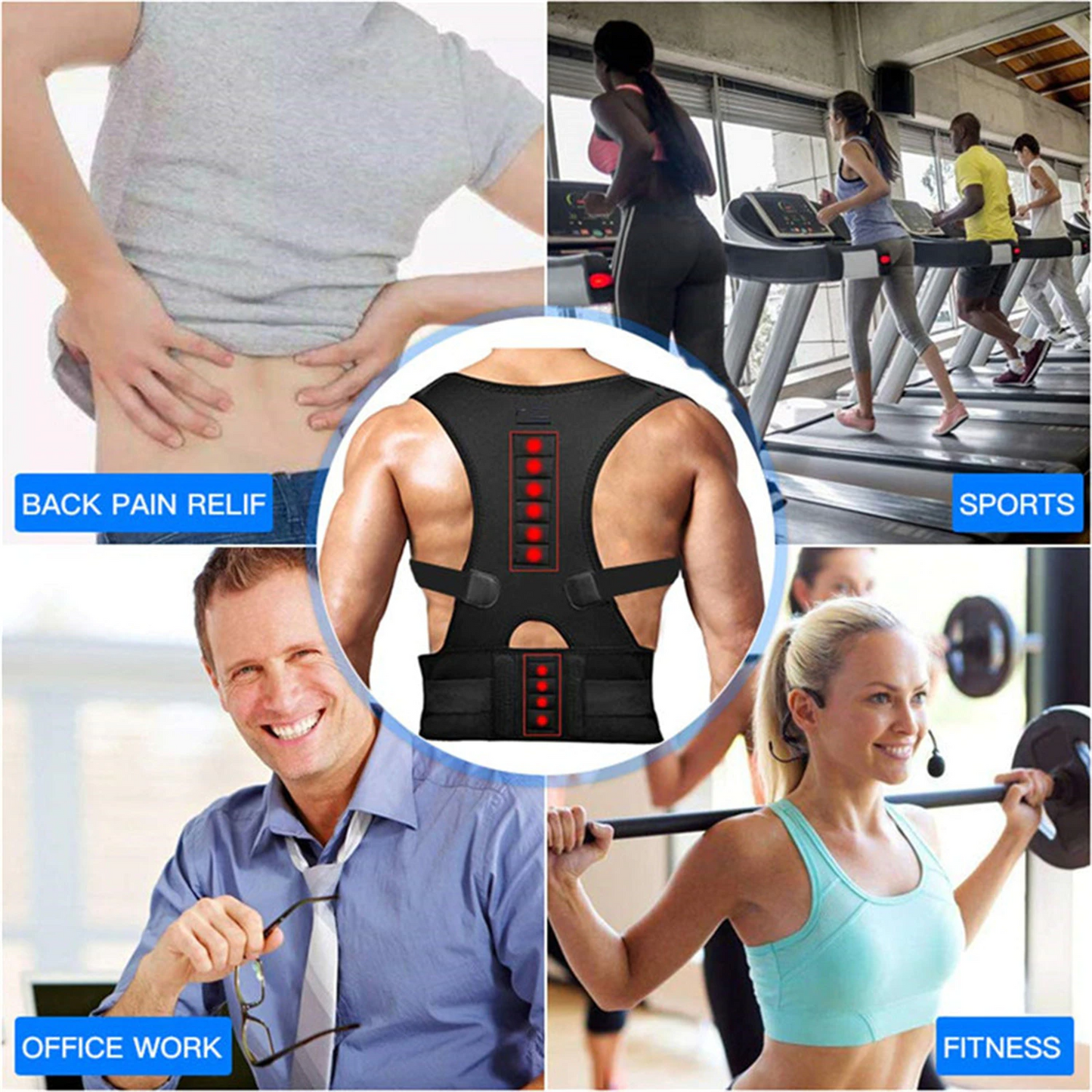 Posture Corrector Magnetic Back Support Shoulder Brace Belt Band - Shopiville