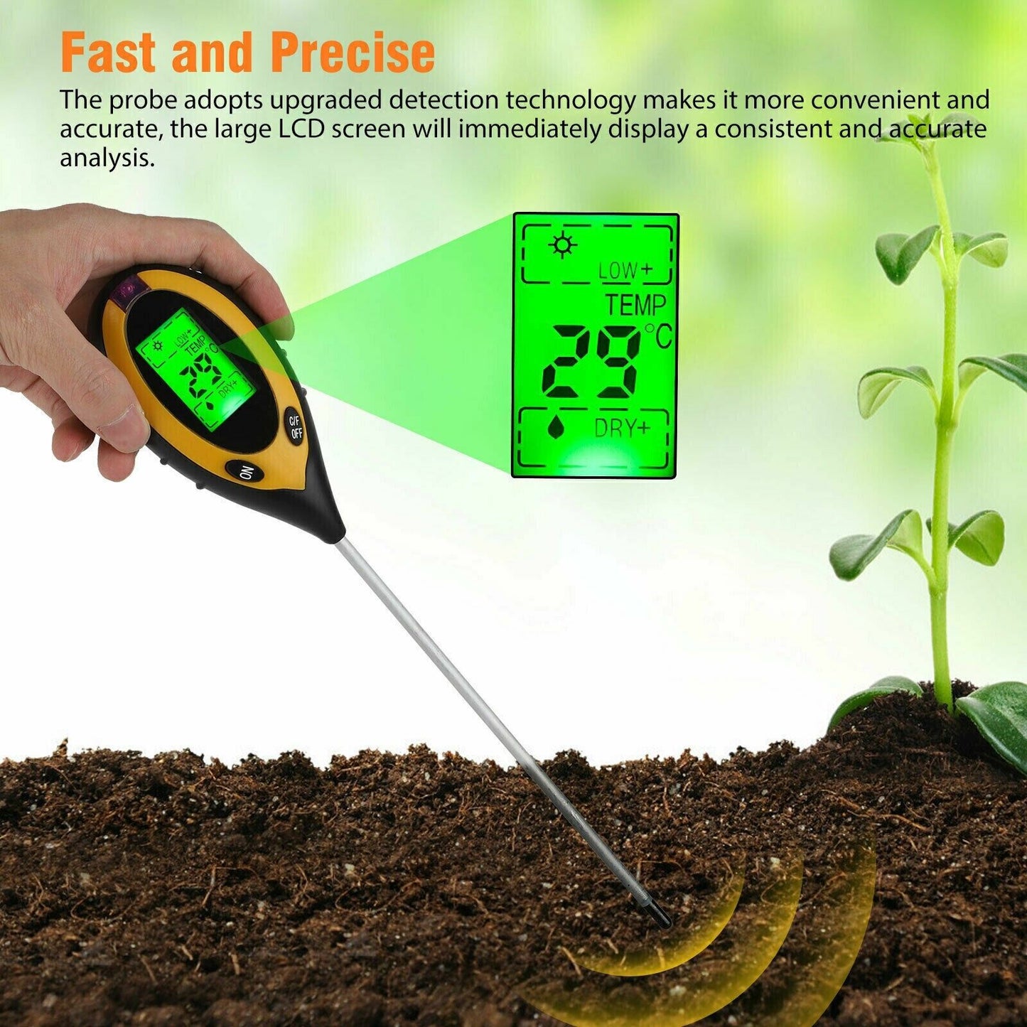 4 in 1 Soil Tester - LCD Digital PH, Water Moisture, Temperature & Sunlight Meter - Shopiville