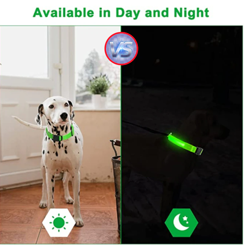LED Dog Collar Light Up - Adjustable Blinking Flashing Safety Collar for Pets - Shopiville
