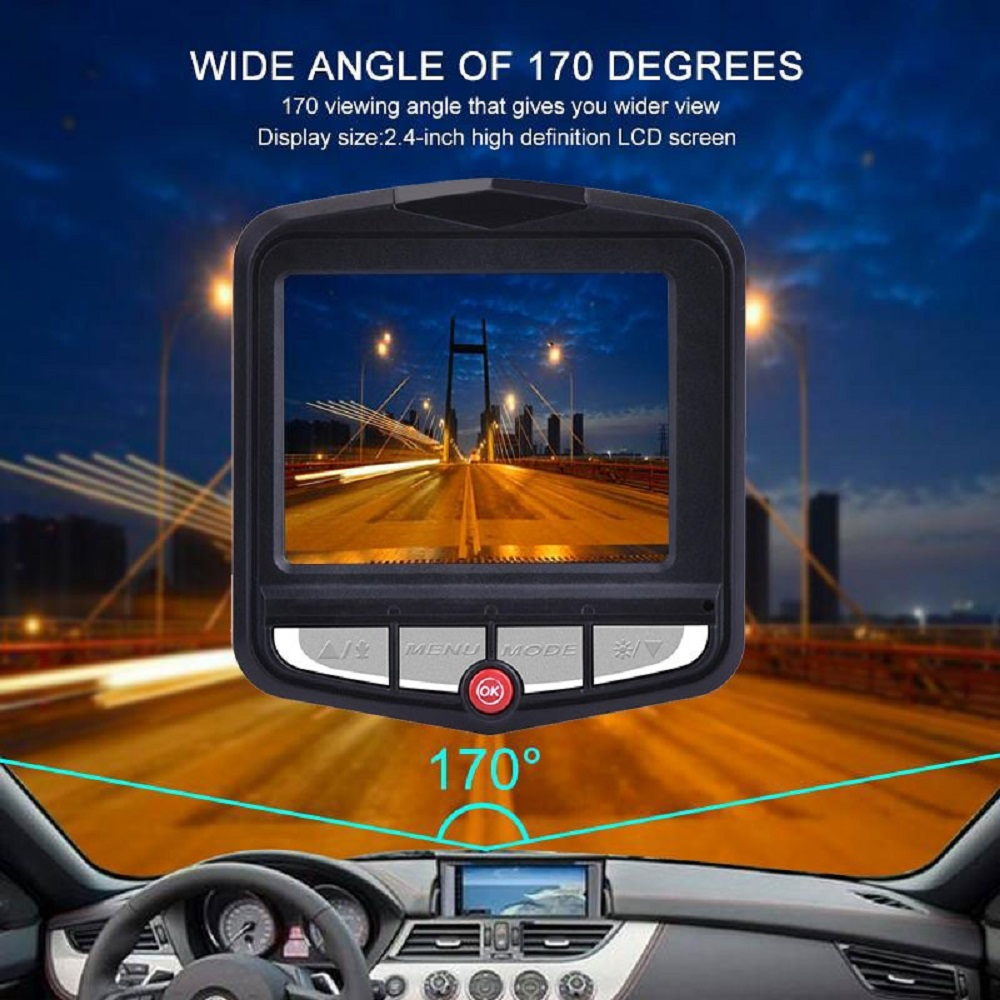 2.4'' Full HD Dash Cam 1080P Car DVR with Night Vision for Front or Rear Use