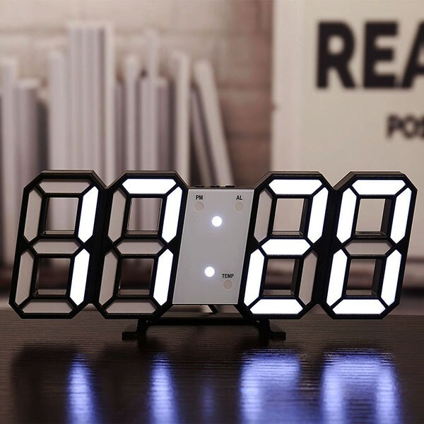 Digital 3D LED Big Wall Desk Alarm Clock Snooze 12/24 Hours Auto - Shopiville