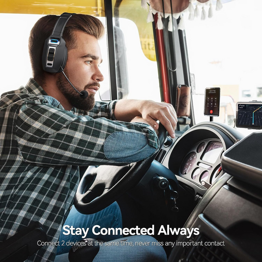 Trucker Bluetooth 5.2 Wireless Headset with Noise Cancelling Mic - Ultimate Trucker Bluetooth Headset - Shopiville