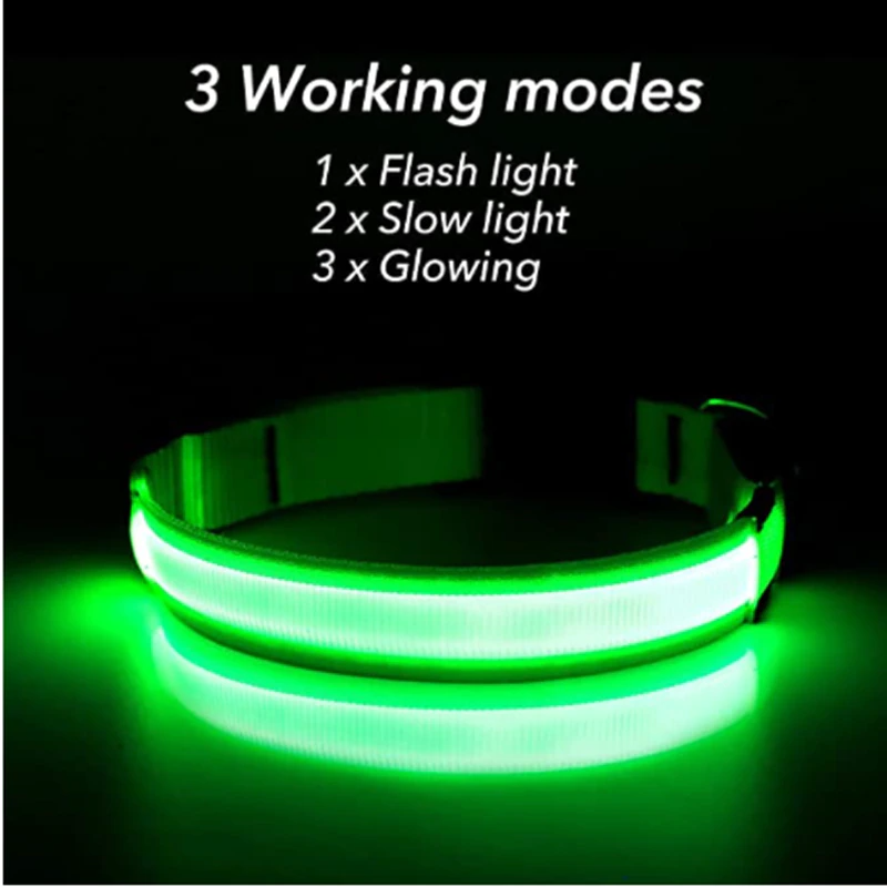 LED Dog Collar Light Up - Adjustable Blinking Flashing Safety Collar for Pets - Shopiville