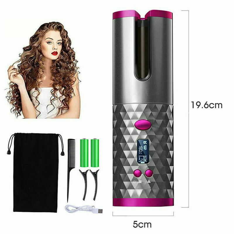 Hair Curler LCD Cordless Auto Rotating Hair Curler with Ceramic Technology