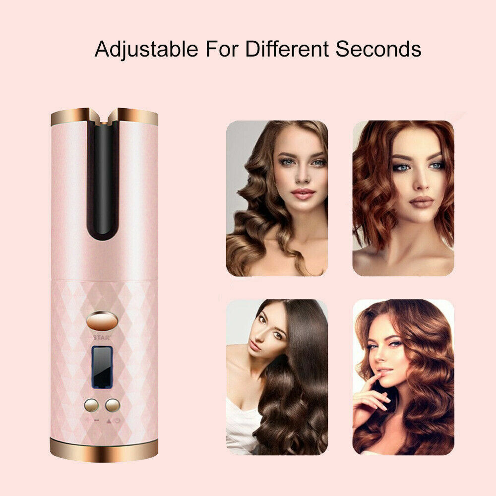 Hair Curler LCD Cordless Auto Rotating Hair Curler with Ceramic Technology