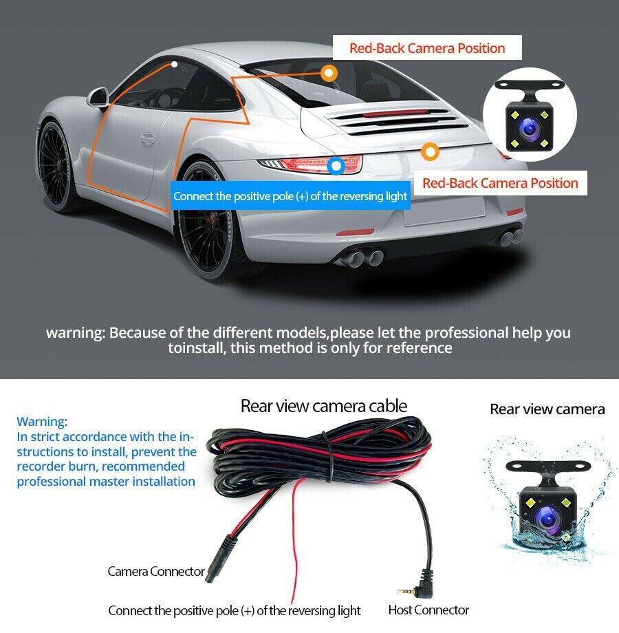 1080P Dual Lens Dash Cam - 4" HD Car DVR Rearview Video Recorder - Shopiville