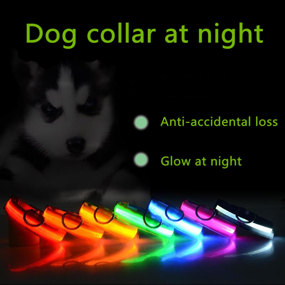 LED Dog Collar Light Up - Adjustable Blinking Flashing Safety Collar for Pets - Shopiville