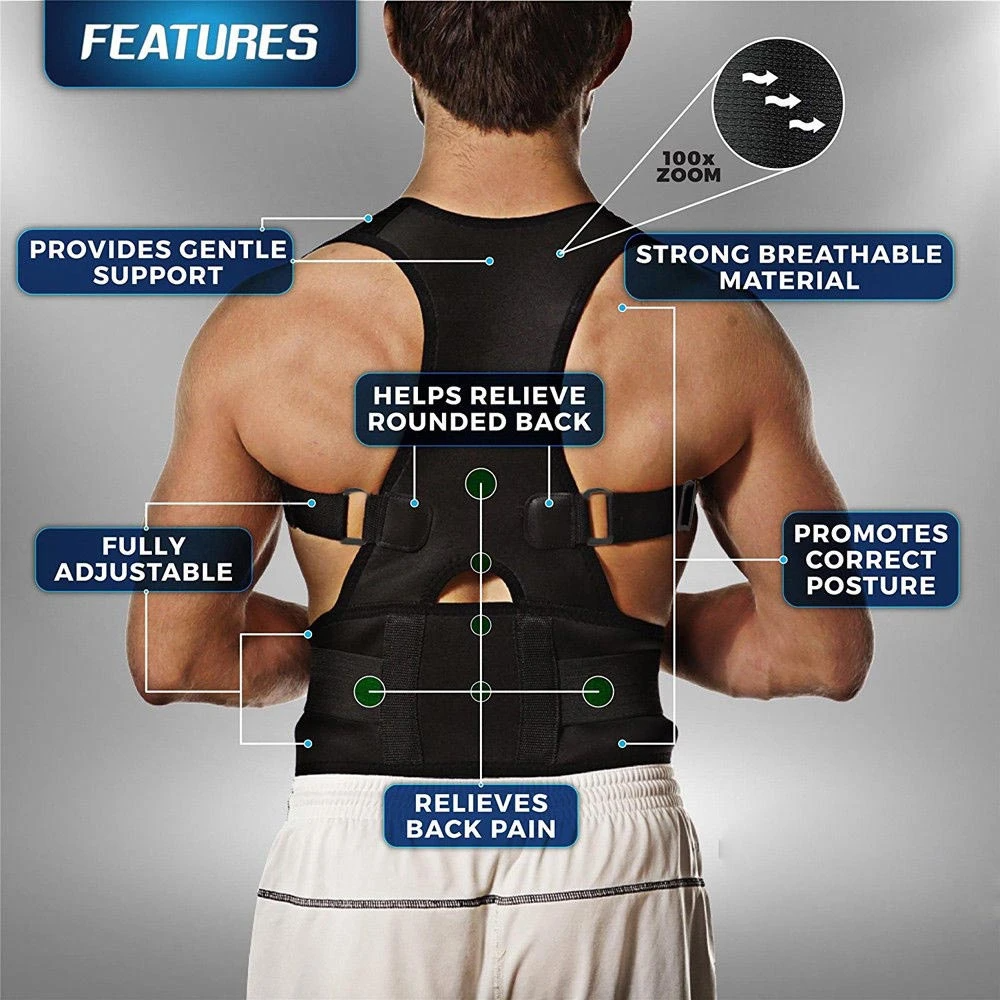 Posture Corrector Magnetic Back Support Shoulder Brace Belt Band - Shopiville
