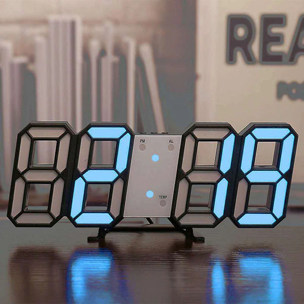 Digital 3D LED Big Wall Desk Alarm Clock Snooze 12/24 Hours Auto - Shopiville