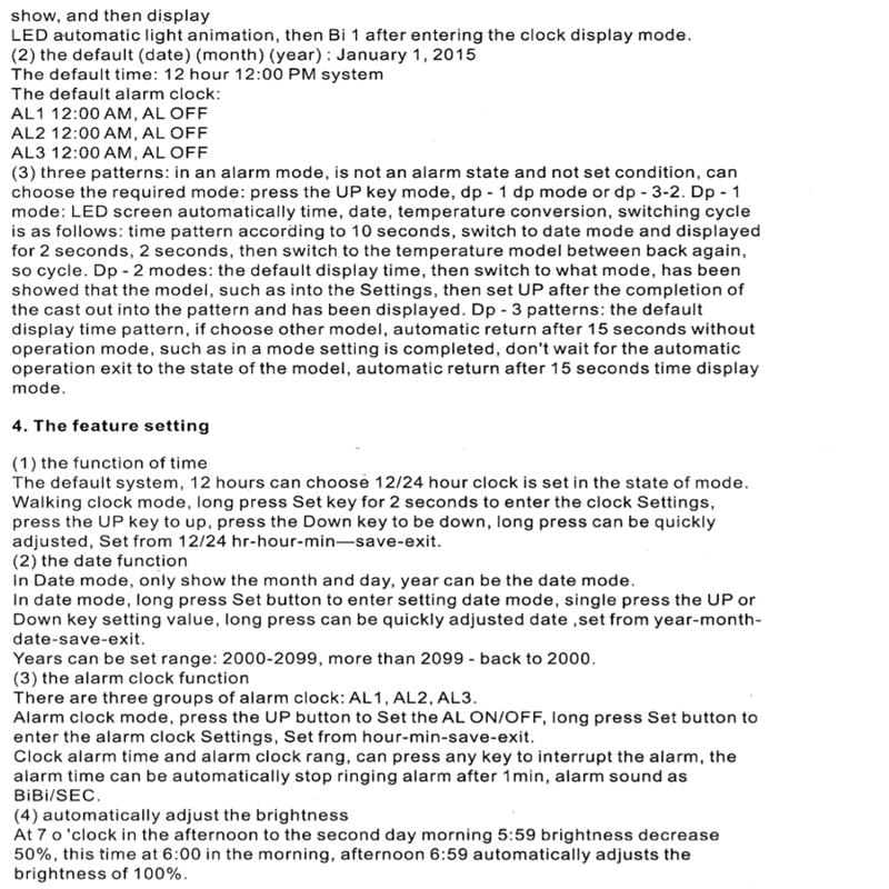 Digital 3D LED Wall Desk Alarm Clock with Snooze and Auto 12/24 Hours