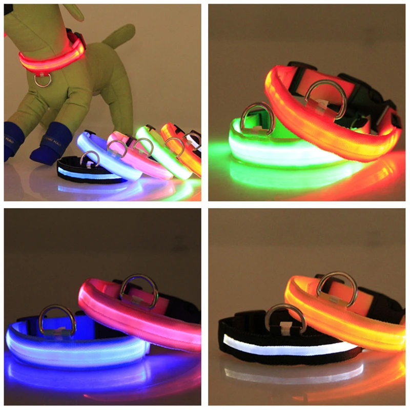 LED Dog Collar Light Up - Adjustable Blinking Flashing Safety Collar for Pets - Shopiville