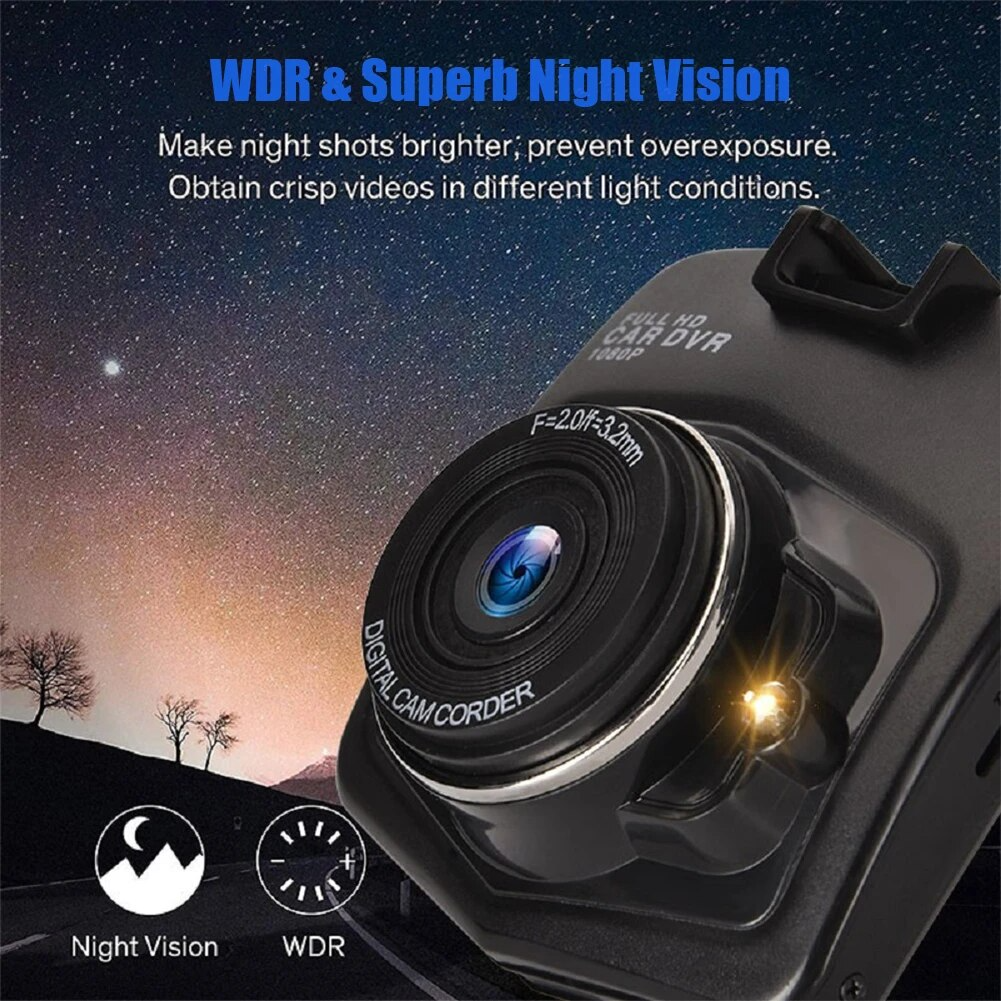 2.4'' Full HD Dash Cam 1080P Car DVR with Night Vision for Front or Rear Use