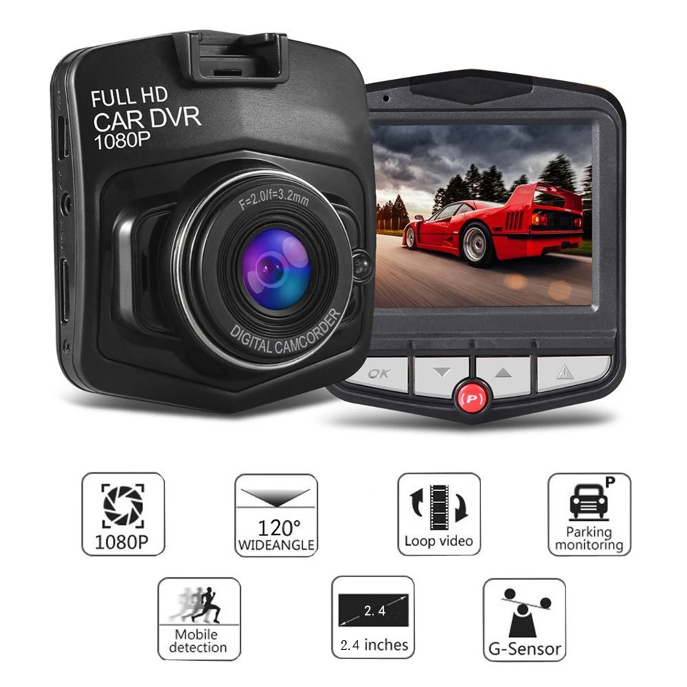 2.4'' Full HD Dash Cam 1080P Car DVR with Night Vision for Front or Rear Use