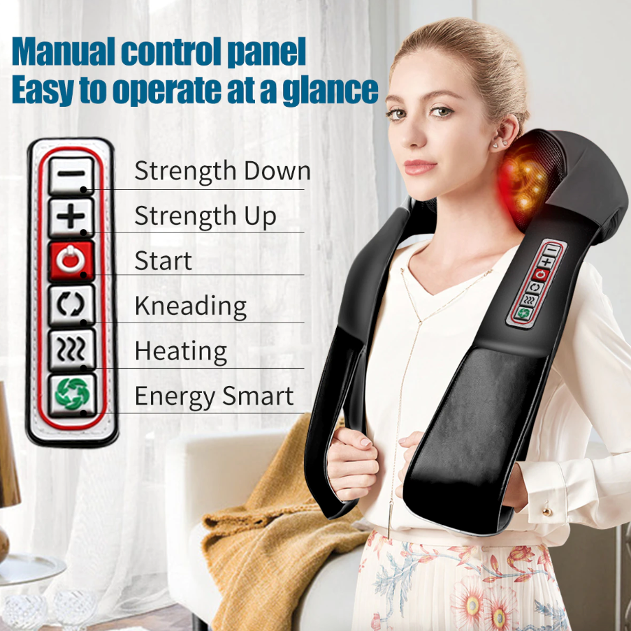 Shiatsu Neck and Shoulder Massager with Heat for Deep Tissue Relief 3D - Shopiville