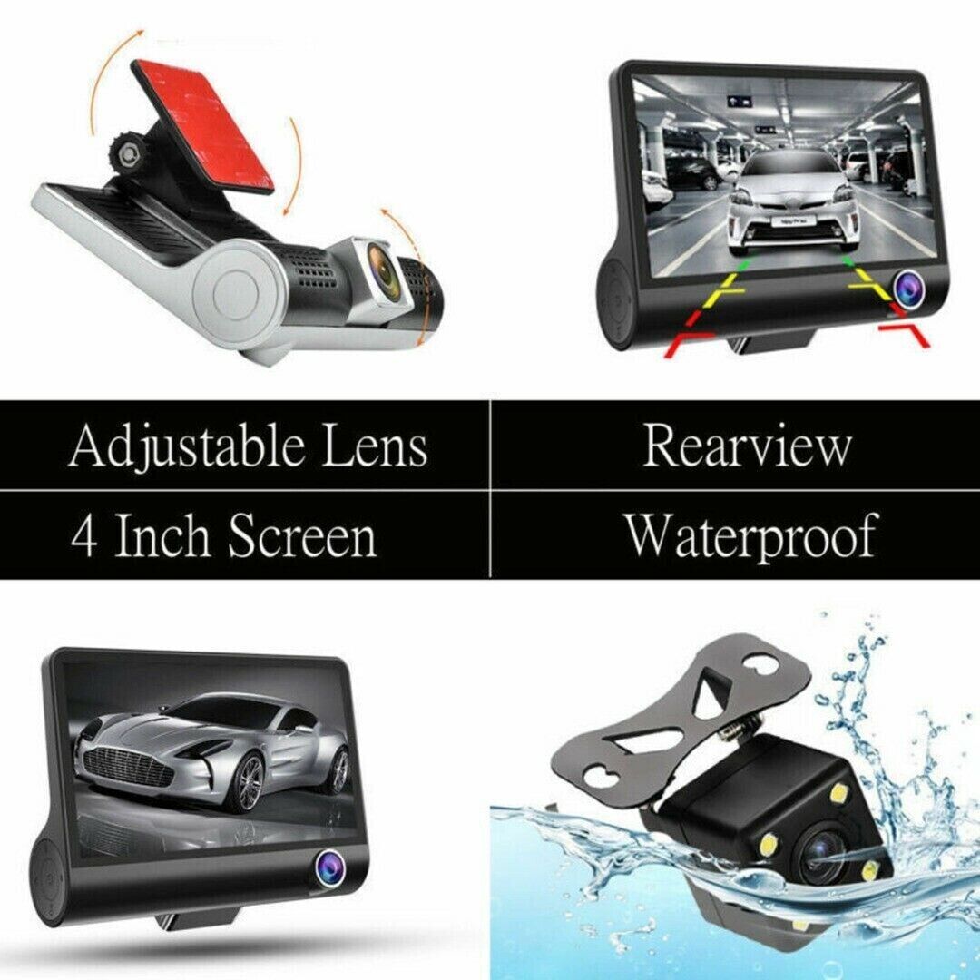 1080P Dual Lens Dash Cam - 4" HD Car DVR Rearview Video Recorder - Shopiville