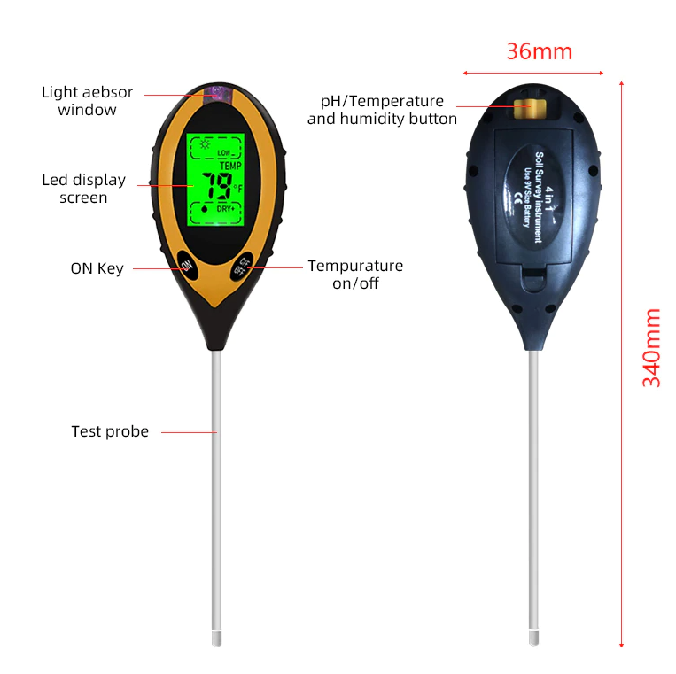 4 in 1 Soil Tester - LCD Digital PH, Water Moisture, Temperature & Sunlight Meter - Shopiville
