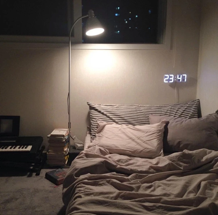 Digital 3D LED Wall Desk Alarm Clock with Snooze and Auto 12/24 Hours