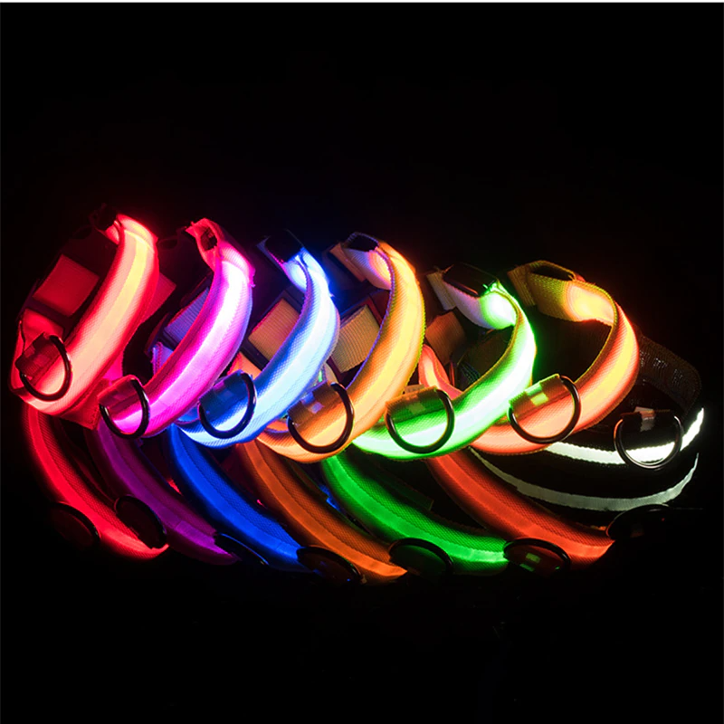 LED Dog Collar Light Up - Adjustable Blinking Flashing Safety Collar for Pets - Shopiville