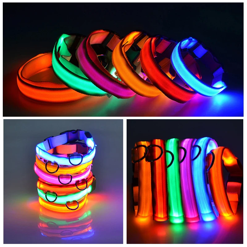 LED Dog Collar Light Up - Adjustable Blinking Flashing Safety Collar for Pets - Shopiville