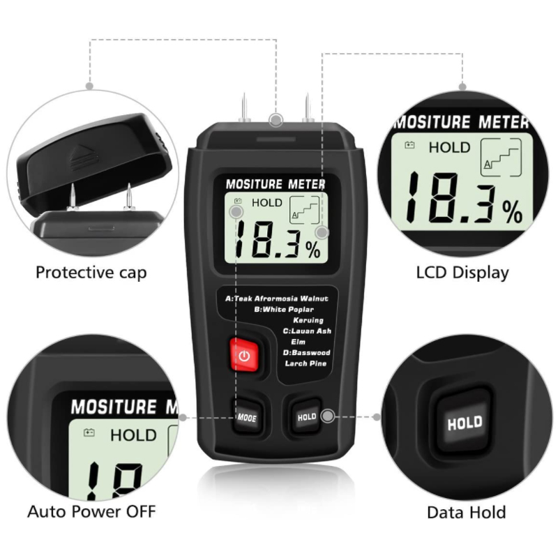 Digital LCD Wood Moisture Meter for Accurate Detection of Wood, Firewood, and Paper - Shopiville