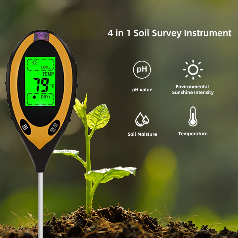 4 in 1 Soil Tester - LCD Digital PH, Water Moisture, Temperature & Sunlight Meter - Shopiville