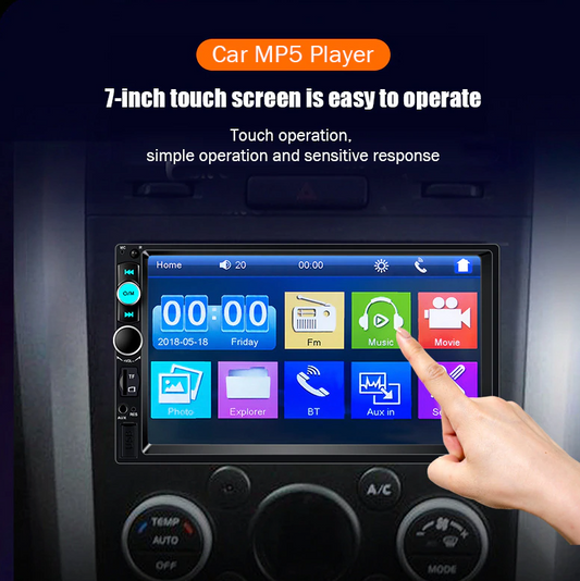7" Double DIN Car Stereo MP5 Player with Bluetooth Touch Screen Radio
