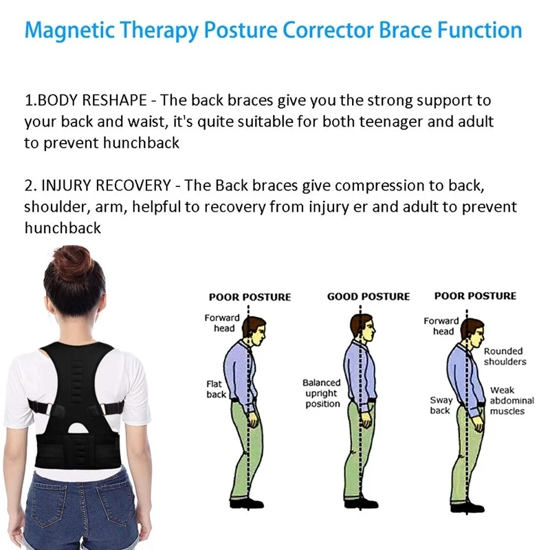Posture Corrector Magnetic Back Support Shoulder Brace Belt Band - Shopiville