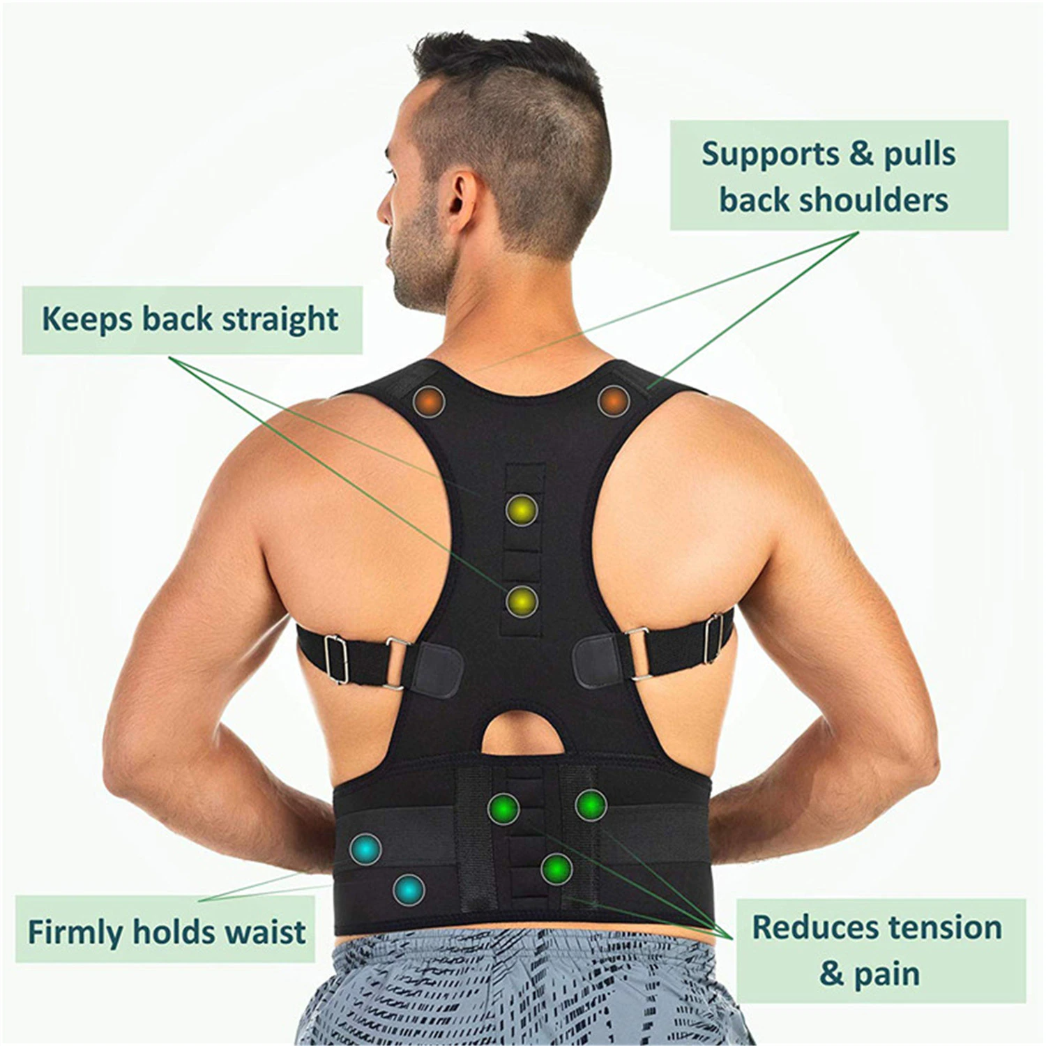 Posture Corrector Magnetic Back Support Shoulder Brace Belt Band - Shopiville
