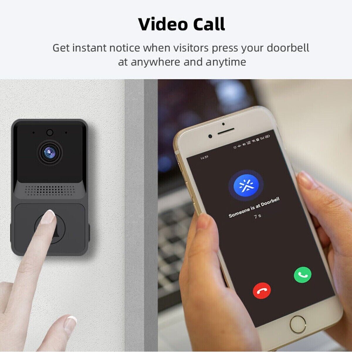 Smart Wireless Video Doorbell Intercom with Camera and Ring Function - Shopiville