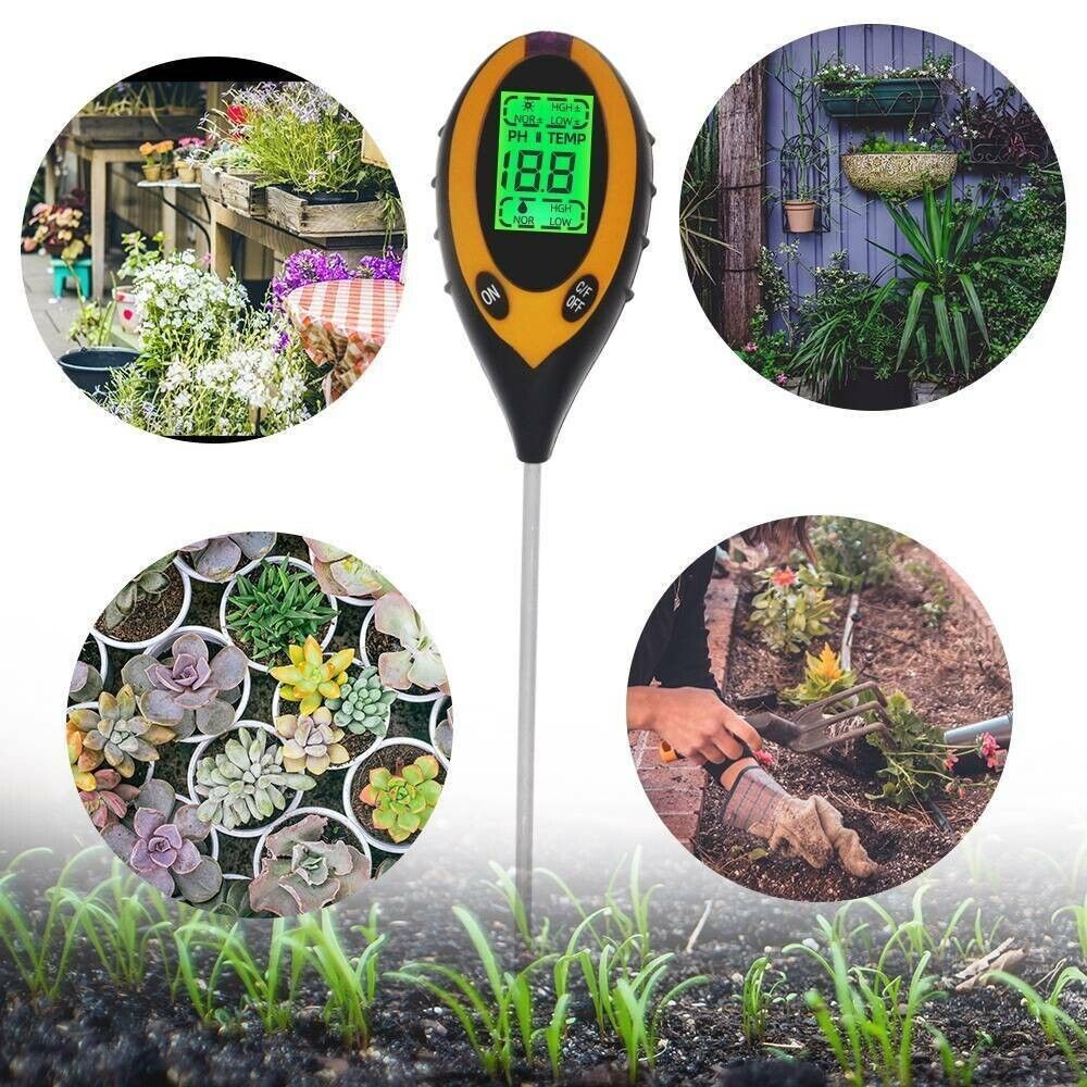 4 in 1 Soil Tester - LCD Digital PH, Water Moisture, Temperature & Sunlight Meter - Shopiville