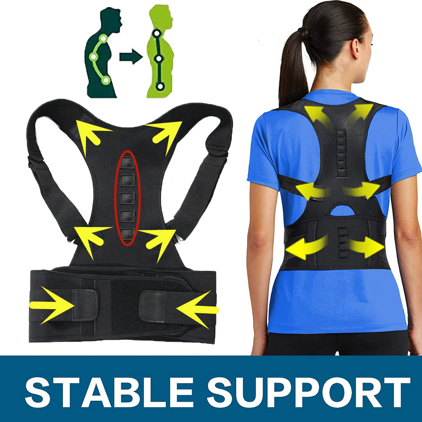 Posture Corrector Magnetic Back Support Shoulder Brace Belt Band - Shopiville