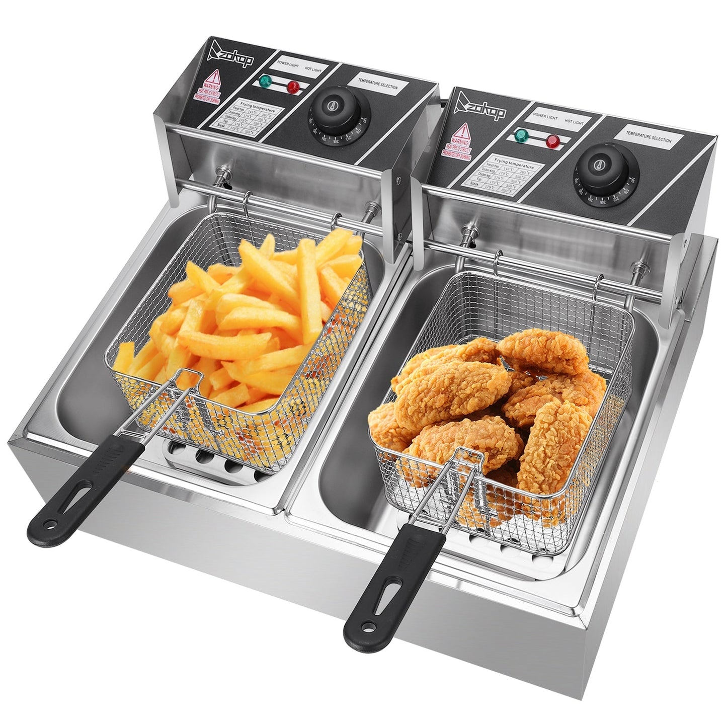 110V Electric Fryer - 12L Stainless Steel Double Cylinder Design - Shopiville