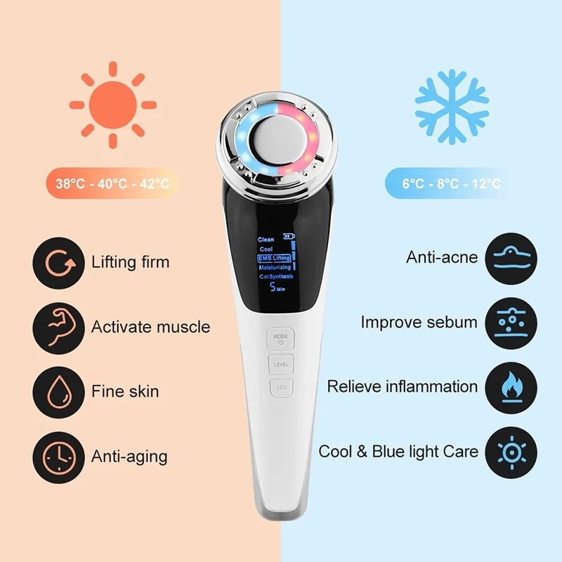 EMS Face Massager Anti Aging Therapy Hot Cool Facial Massager - Shopiville