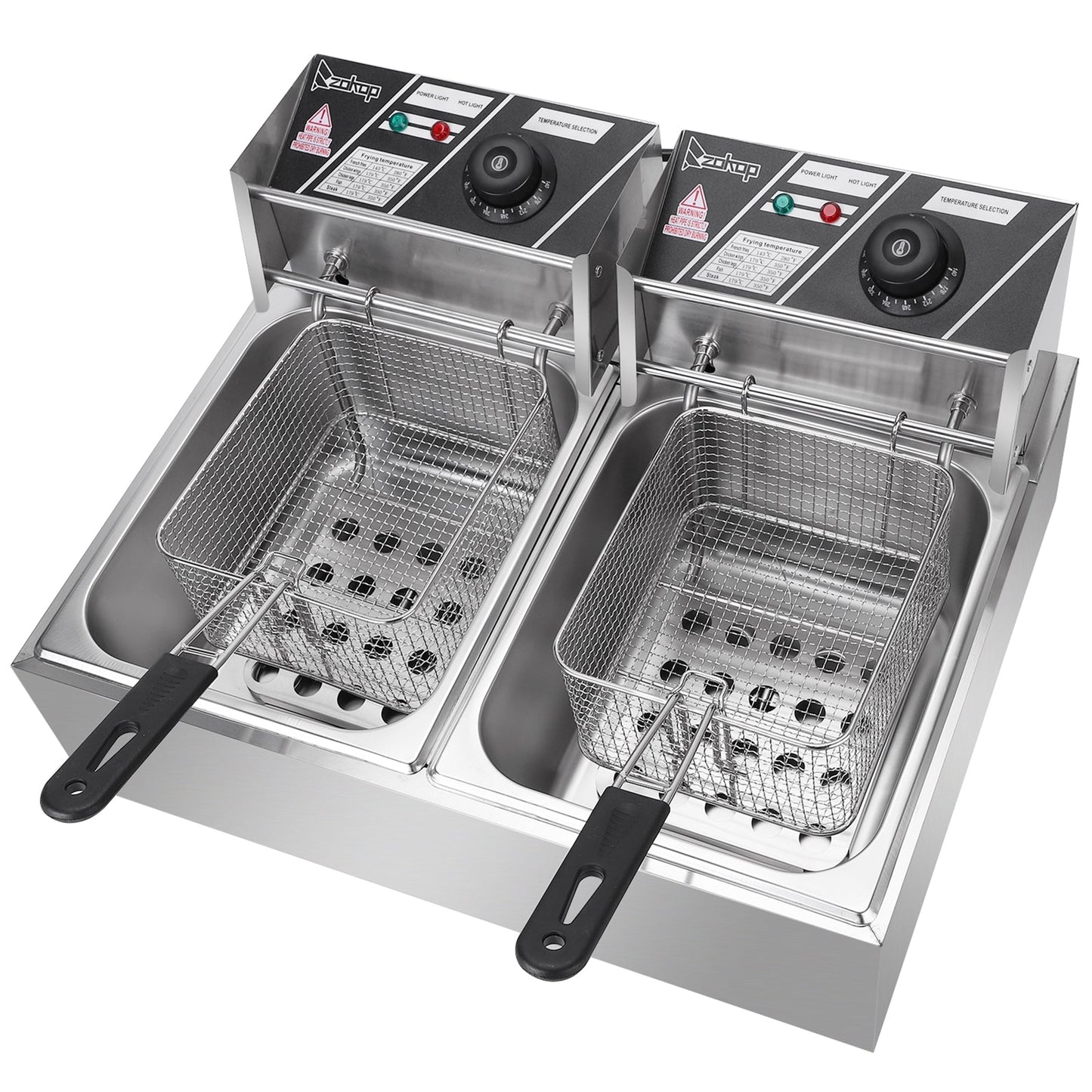 110V Electric Fryer - 12L Stainless Steel Double Cylinder Design - Shopiville
