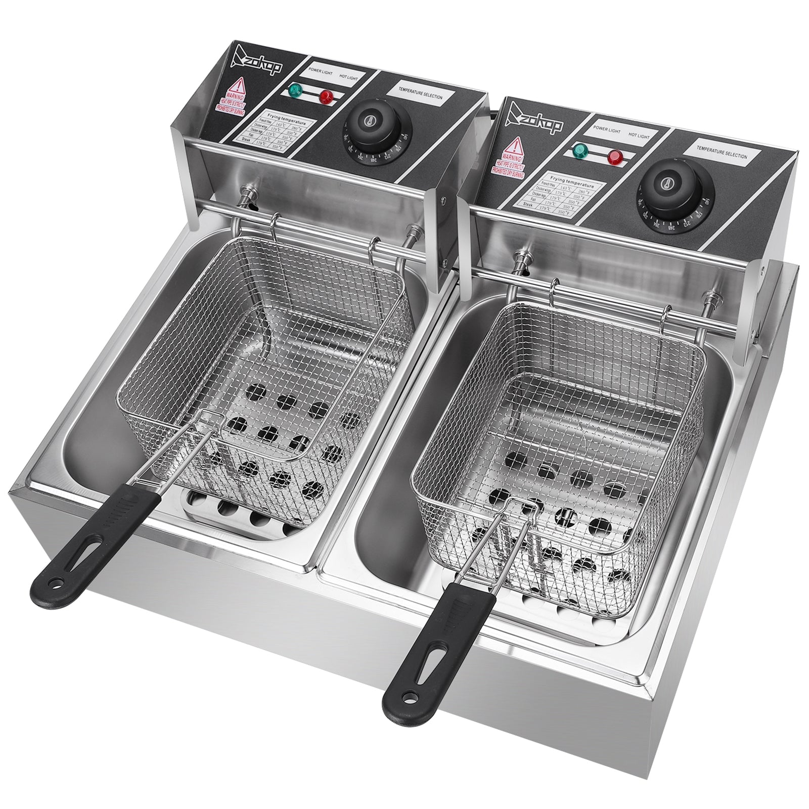 110V Electric Fryer - 12L Stainless Steel Double Cylinder Design - Shopiville